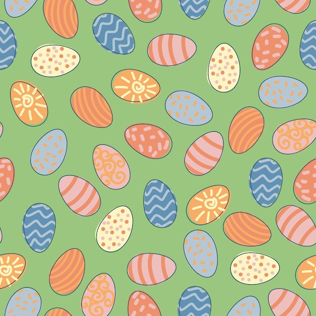Seamless pattern of Easter eggs Festive decor A pattern of simple elements Vector illustration