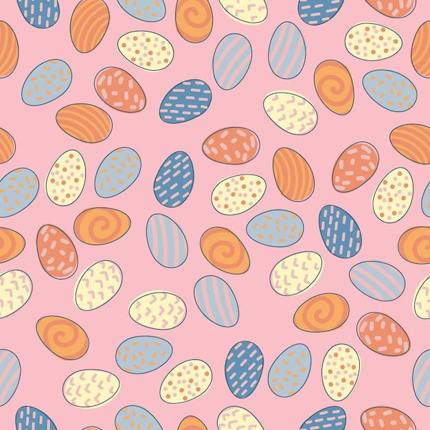 Seamless pattern of Easter eggs Festive decor A pattern of simple elements Vector illustration