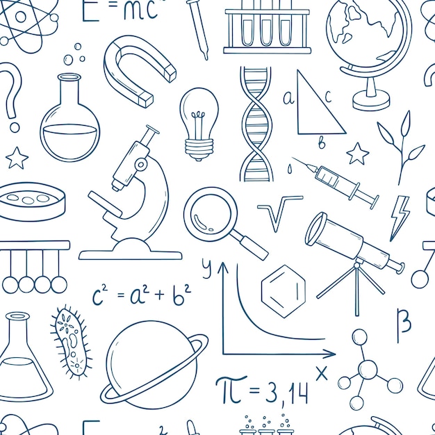 Seamless pattern of Education and Science doodle