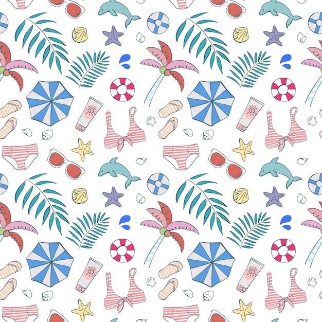 Seamless pattern element summer on the beach