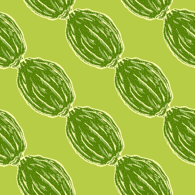 Vector seamless pattern engraved lemons vintage background citrus fruit in hand drawn style whole lemon or lime sketch