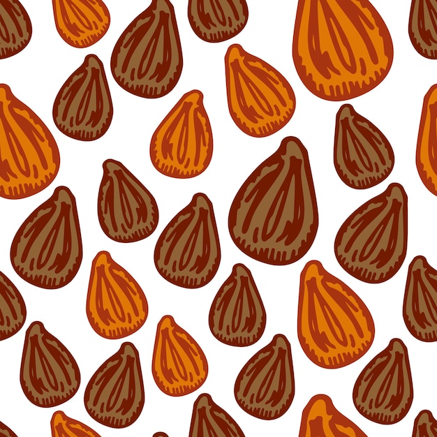 Seamless pattern engraved seeds Vintage background plants kernels in hand drawn style Botanical sketch