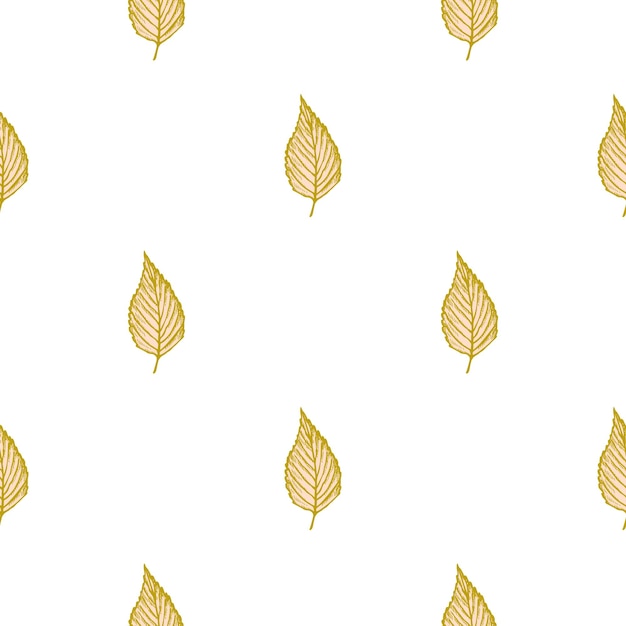 Seamless pattern engraved tree leaves Vintage background botanical with foliage in hand drawn style