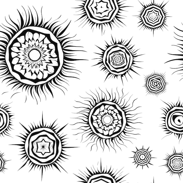 Vector seamless pattern ethnic background sun symbols solar signs