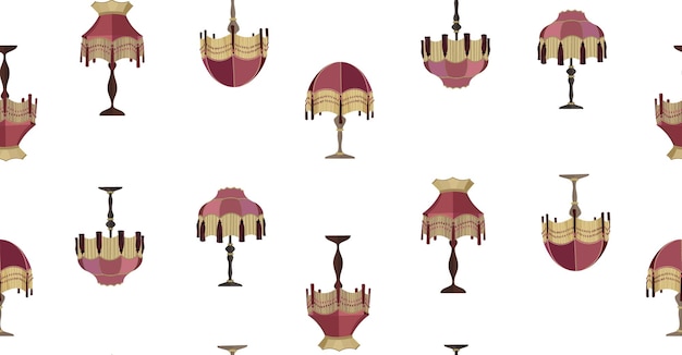 seamless pattern european vintage retro torchere lampshades in victorian style historic interior