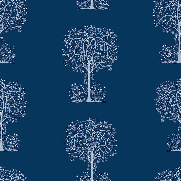 Seamless pattern of fabulous frozen trees