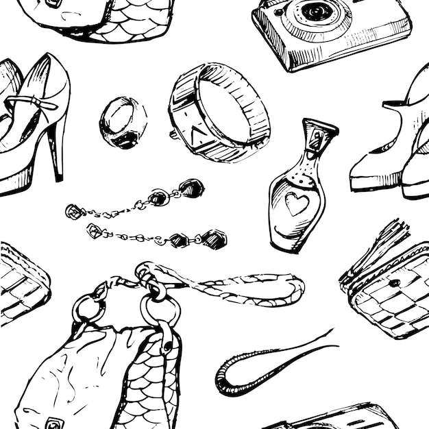 Seamless pattern of the female things