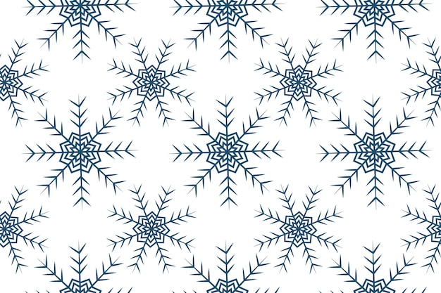 Seamless pattern of figured snowflakes in trendy blue design for christmas or new year backdrop