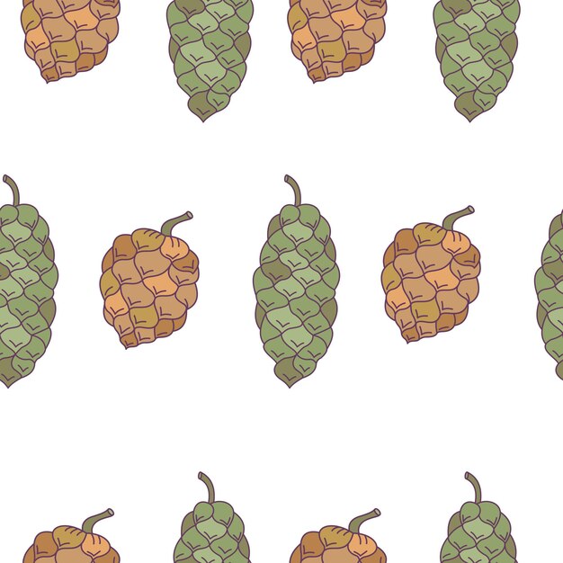 Seamless pattern. fir cones on white background.