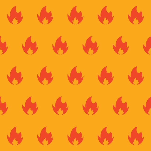 Vector a seamless pattern of fire on a yellow background