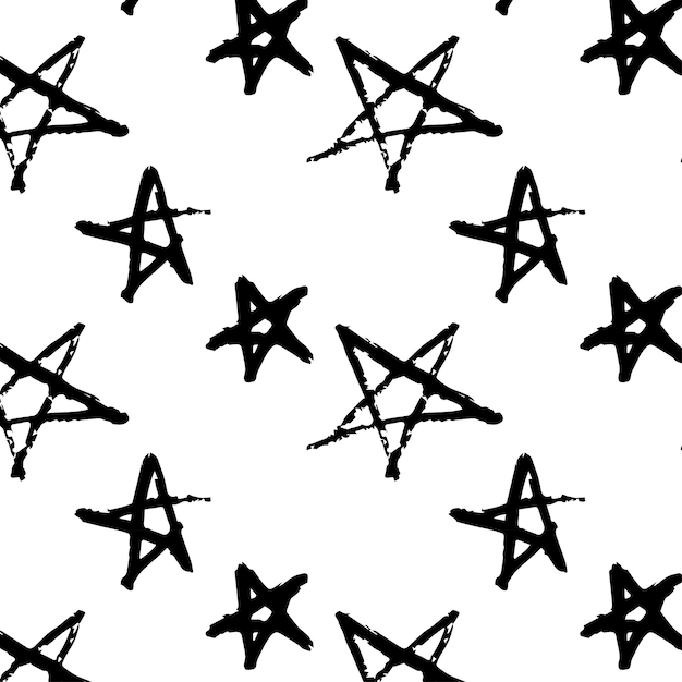 Seamless pattern five-pointed stars. Cute pattern for kids or packaging. Rough vector hand drawn