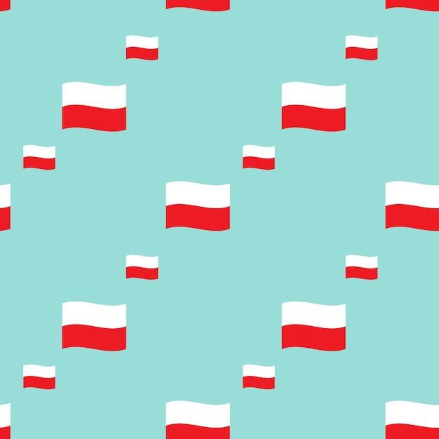 Seamless Pattern - Flags of Poland on Mint Background
