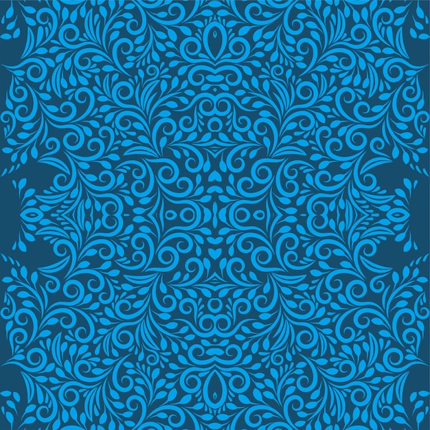 Vector seamless pattern flora blue