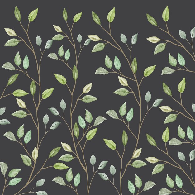 Seamless pattern floral leaves watercolor