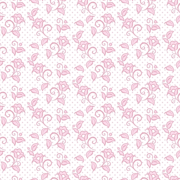 Vector seamless pattern floral ornament background design for fabric in soft pastel pink colors vector illustration