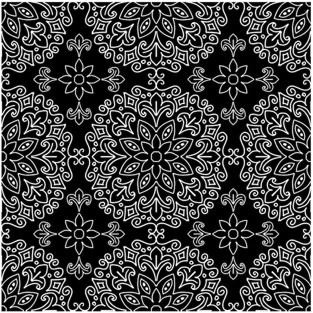 Seamless pattern floral ornamental in black and white