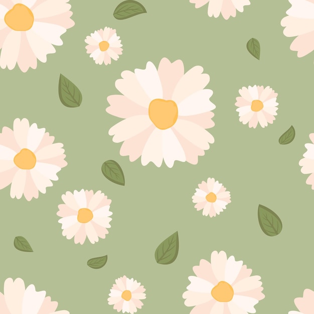 Seamless pattern flower drawing on background