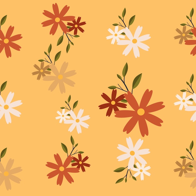 The Seamless pattern of flower and leaf 