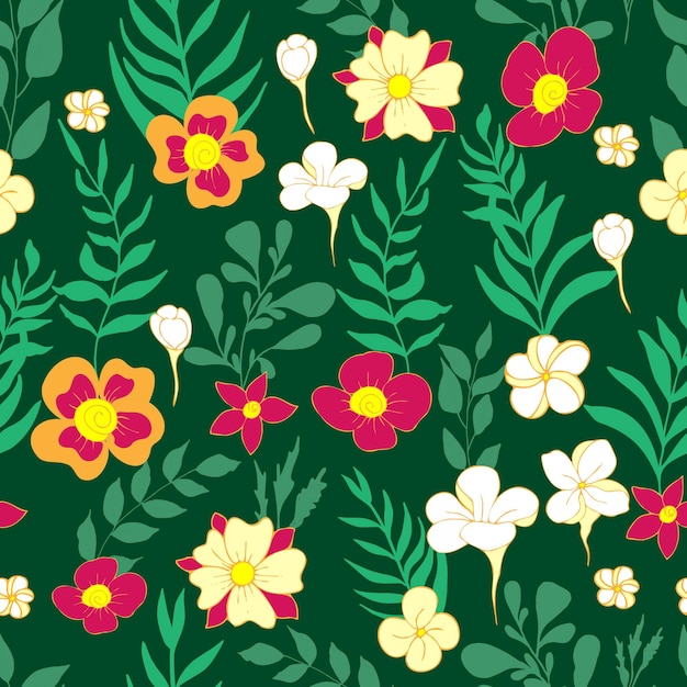 Seamless pattern flower and leaves