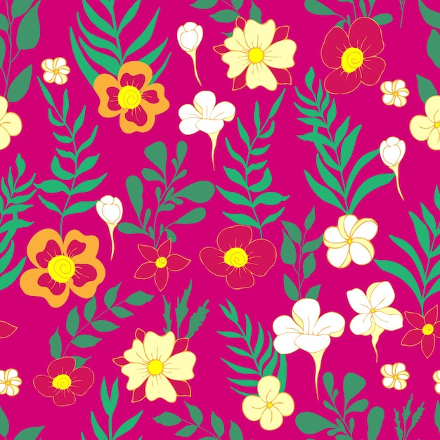 Seamless pattern flower and leaves