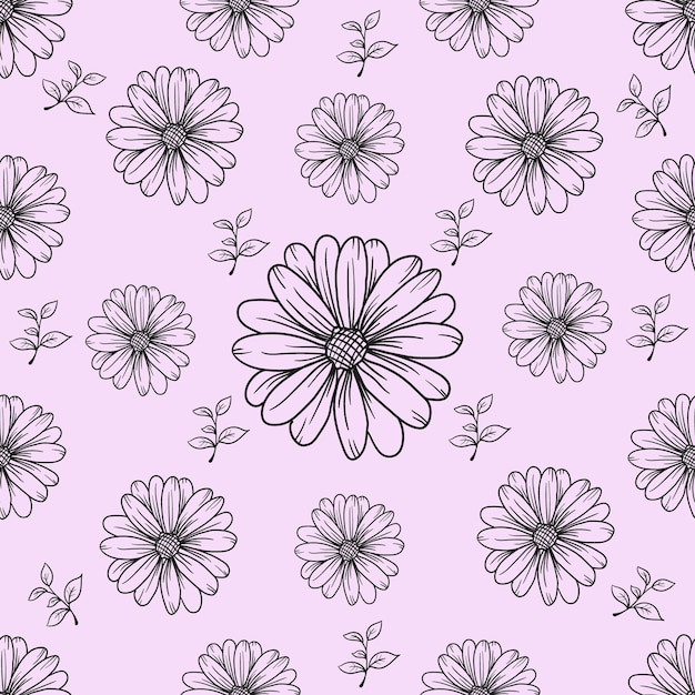 Seamless pattern flower outline