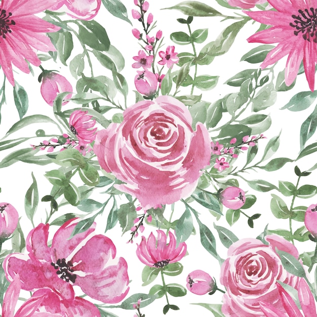 완벽 한 패턴 꽃 핑크 수채화