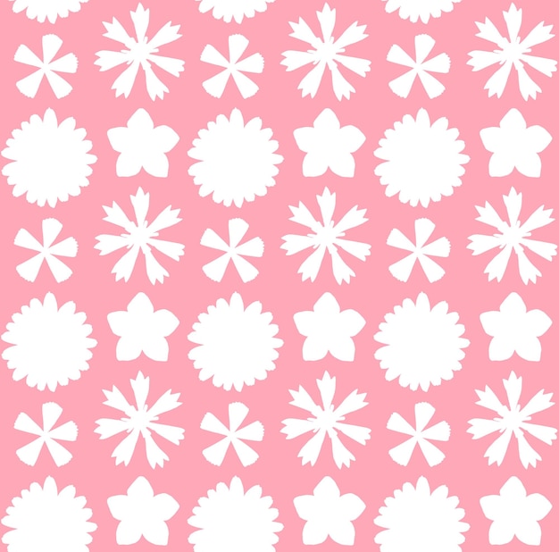 Seamless pattern of flower silhouettes