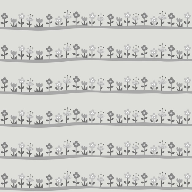 Vector a seamless pattern of flowers bed in greyscale