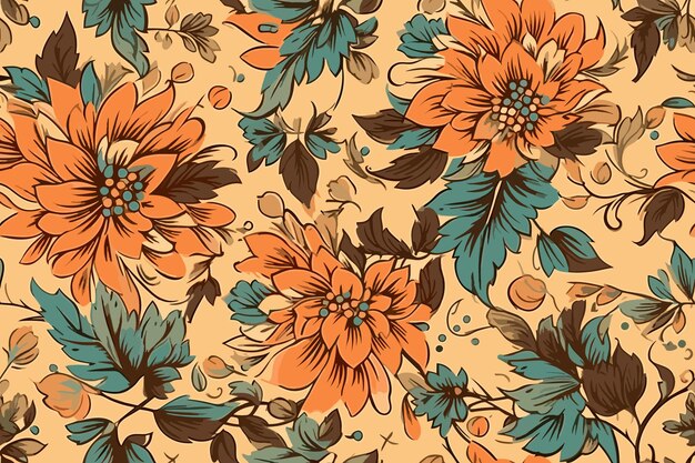 Vector seamless pattern of flowers handmade watercolor wallpaper fabric design beautiful flower patter