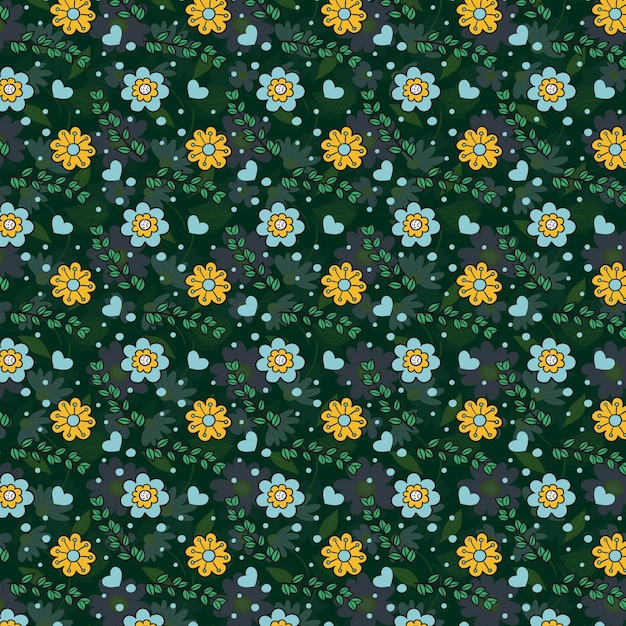 a seamless pattern of flowers and leaves