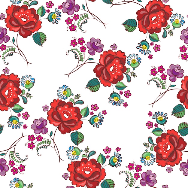 seamless pattern - flowers and leaves