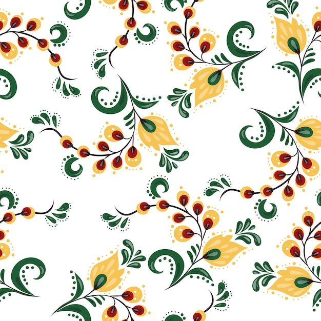 seamless pattern - flowers and leaves