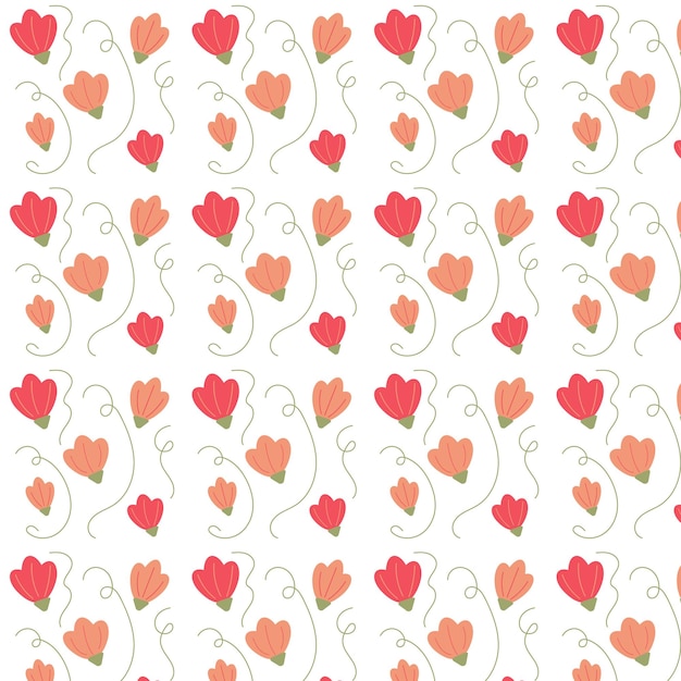 Vector seamless pattern of flowers on a white background gentle pattern pink flowers