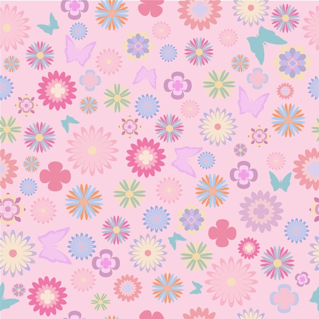 Vector seamless pattern, flowers