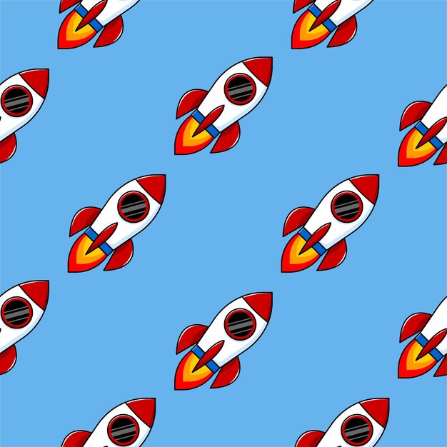 Seamless pattern Flying rocket Vector illustration