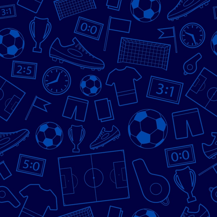 Vector seamless pattern of football symbols in blue colors
