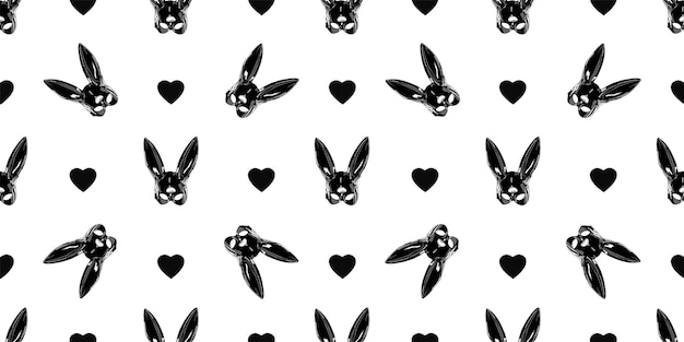 섹스 샵 토끼 마스크 흰색 배경에 검은색 페티쉬 토끼를 위한 원활한 패턴