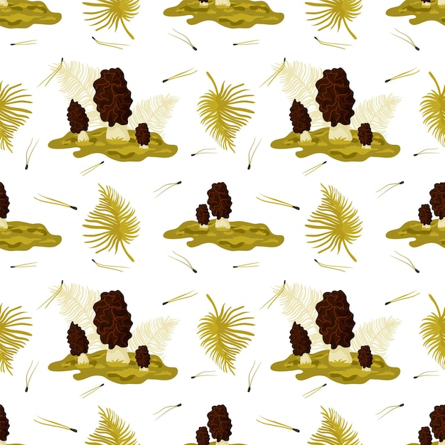 Seamless pattern of forest morels