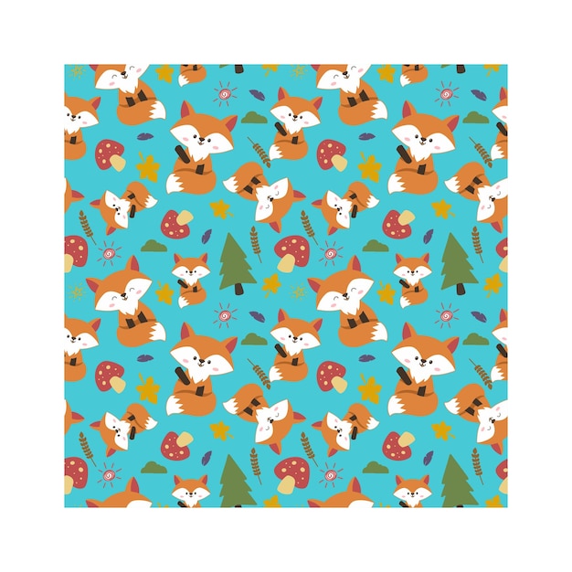 Seamless pattern fox background design