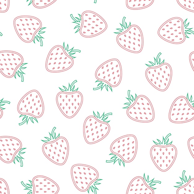 Seamless pattern of fresh pink strawberry on white