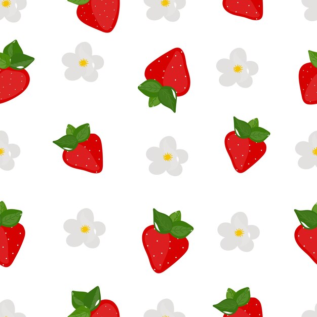 Seamless pattern of fresh strawberry background Vector illustration