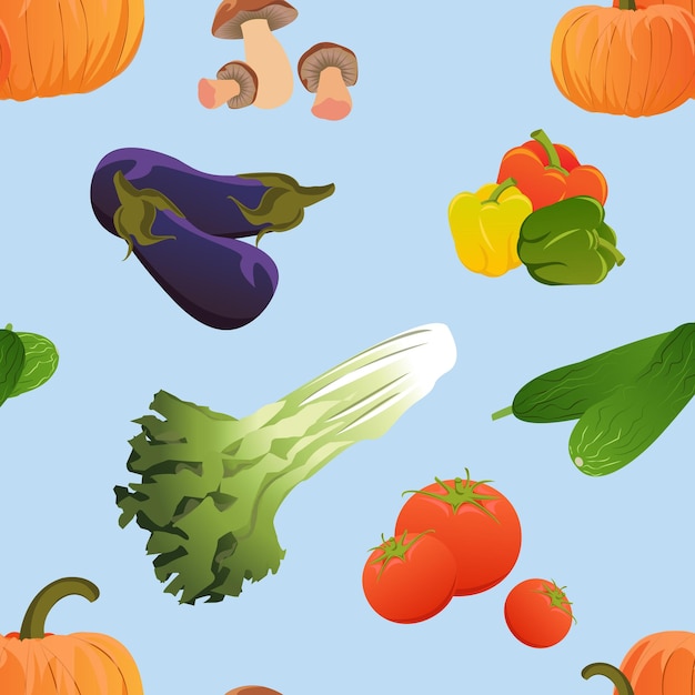 Vector seamless pattern. fresh vegetables