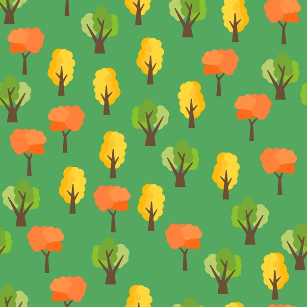 Seamless pattern from autumn trees. autumn forest background. vector illustration