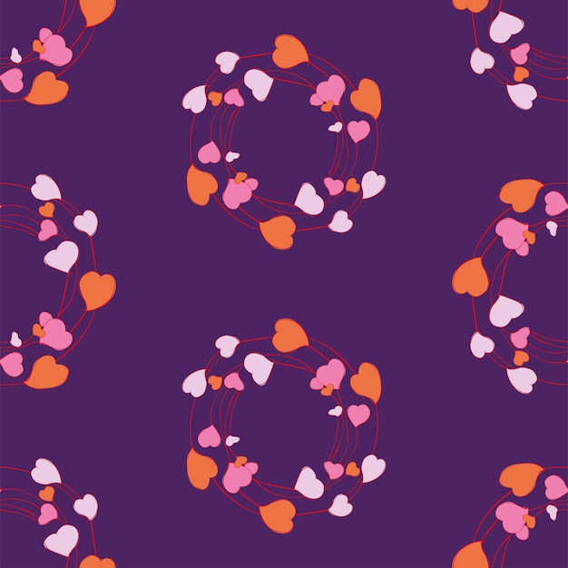 Seamless pattern from drawn heart shapes in circles