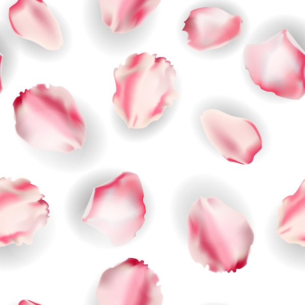 Vettore modello senza cuciture da petali di rose sullo sfondo isolato. illustrazione vettoriale.