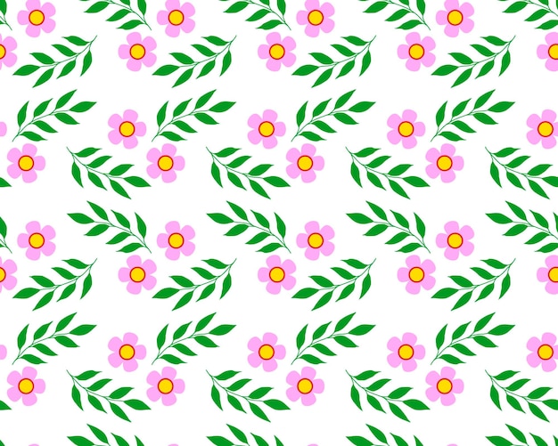 Seamless pattern from pink flowers and green leaves Floral pattern for fashion prints