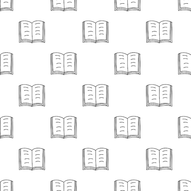 Seamless pattern from simple hand drawn open book doodle Isolated on white background