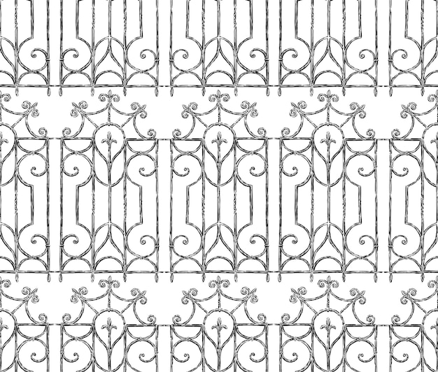 Seamless pattern from sketches of vintage decorative window grille