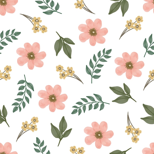 seamless pattern of fullcolor flower and leaf for textile design