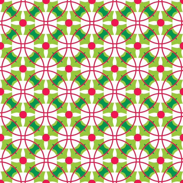 Seamless pattern of Geometric Christmas Holly leaves -Christmas Vector Design